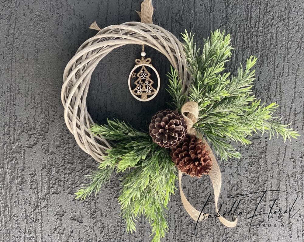 Wreath Willow White Wash Pine Corn Deco