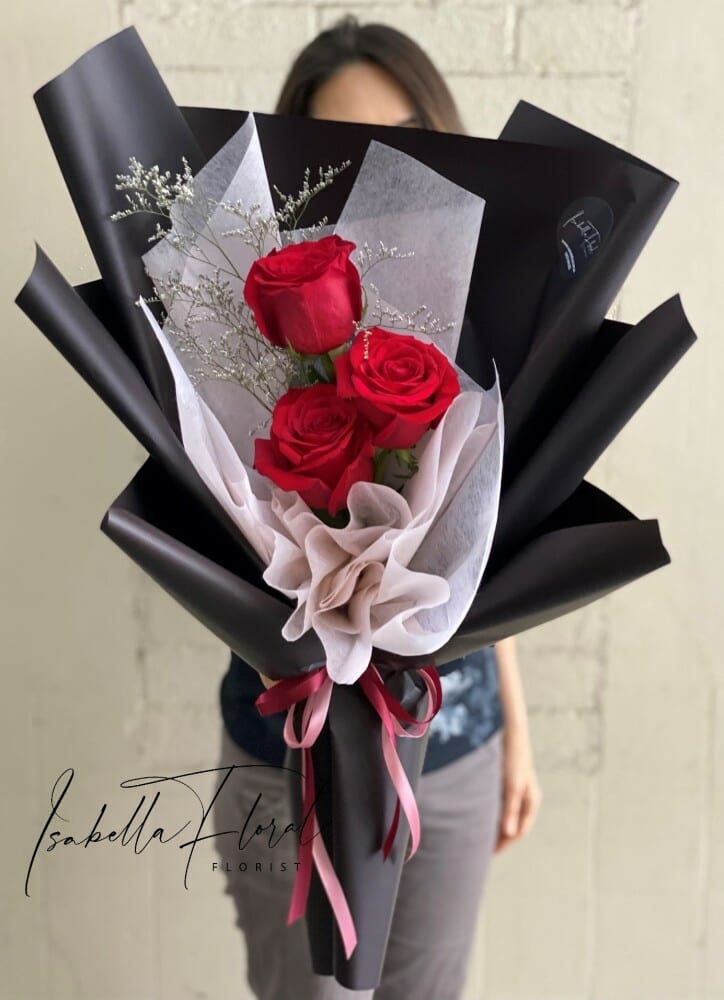 Isabella Valentines 3 Stems Rose Bouquet