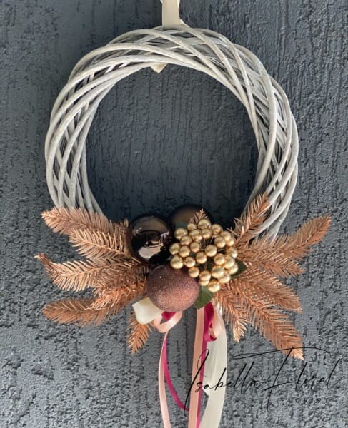 Wreath Willow White Wash Golden Brown